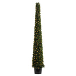 Vickerman TP192073LED 6' Artificial Potted Boxwood Cone 200 WmWht LED UV