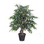 Vickerman TXX4240 4' Artificial Mini Ficus Extra Full Bush in Rattan Basket