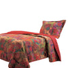 Benzara Tisa 2 Piece Reversible Twin Quilt Set with Floral and Fruit Pattern, Multicolor