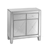 The Urban Port 2 Door Storage Cabinet with 2 Drawers and Mirror Inserts, Gray and Silver