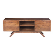 The Urban Port Mid Century Modern Acacia Wood Tv Unit With Wide Storage, Walnut Brown