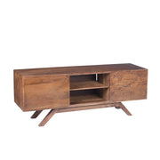 The Urban Port Mid Century Modern Acacia Wood Tv Unit With Wide Storage, Walnut Brown
