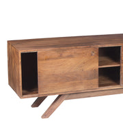 The Urban Port Mid Century Modern Acacia Wood Tv Unit With Wide Storage, Walnut Brown