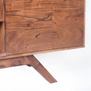The Urban Port Mid Century Modern Acacia Wood Tv Unit With Wide Storage, Walnut Brown
