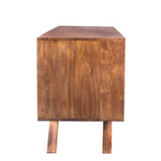 The Urban Port Mid Century Modern Acacia Wood Tv Unit With Wide Storage, Walnut Brown