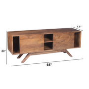 The Urban Port Mid Century Modern Acacia Wood Tv Unit With Wide Storage, Walnut Brown