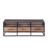 The Urban Port Spacious Acacia Wood Tv Unit With Metal Frame, Walnut Brown and Black