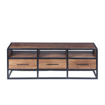 The Urban Port Spacious Acacia Wood Tv Unit With Metal Frame, Walnut Brown and Black