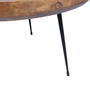 The Urban Port Round Mango Wood Coffee Table With Splayed Metal Legs, Brown and Black