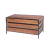 The Urban Port Spacious Three Drawer Acacia Wood Chest With Iron Framework, Brown and Black