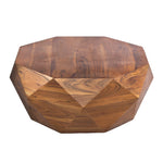 The Urban Port Diamond Shape Acacia Wood Coffee Table with Smooth Top, Dark Brown