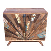 The Urban Port Rustic Style Wooden Sideboard with Sunburst Design Door Storage, Distressed Brown