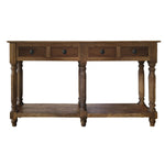 The Urban Port Traditional Wooden Console Table with 4 Drawers and Turned Legs, Brown