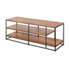 The Urban Port 3 Tier Metal Framed Entertainment Unit with Wooden Shelves, Brown and Dark Gray