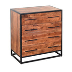 The Urban Port Handmade Dresser with Live Edge Design 4 Drawers, Brown and Black
