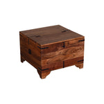 The Urban Port Distressed Mango Wood Trunk Storage Coffee Table with Tray Top and Casters, Brown