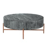 The Urban Port UPT-204784 40 `` Round Wooden Coffee Table with Cross Metal Base Support, Gray and Brown