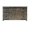 The Urban Port 60 `` Wooden Console with Barn Style Sliding Door Storage,Distressed Brown