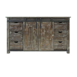 The Urban Port 70 `` Wooden Console with Barn Style Sliding Door Storage,Distressed Brown