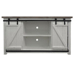 The Urban Port 69 `` Wooden Media Console with Barn Style Sliding Door, Brown and White