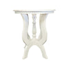 The Urban Port Round Wooden End Table with 4 Leg Fla Pedestal Base, Distressed White