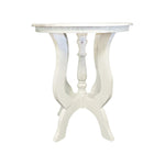The Urban Port Round Wooden End Table with 4 Leg Fla Pedestal Base, Distressed White