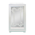 The Urban Port Wooden Side Table with Geometric Mirro Door Cabinet, White