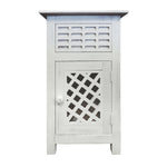 The Urban Port Single Drawer Wooden Side Accent Table with Door Cabinet, Antique White