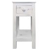 The Urban Port Rough Sawn Textured Wooden Side Accent Table With Drawer, Antique White