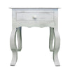 The Urban Port Rustic Wooden Side Accent Table with Cabriole Leg Support, White