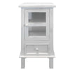The Urban Port Single Door Wooden Side Accent Table with Drawer Storage, White