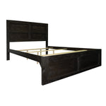 The Urban Port Wooden Queen Bed with Panel Headboard and Grain Details, Rustic Brown