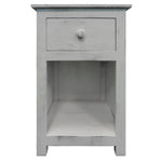 The Urban Port Single Drawer Wooden Side Accent Table with Open Bottom Shelf, White