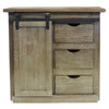 The Urban Port 3 Drawer Wooden Accent Chest with Sliding Barn Door Storage, Ash Brown