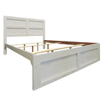 The Urban Port Wooden Queen Bed with Panel Headboard and Grain Details, White