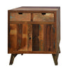 The Urban Port Handcrafted Wooden Storage Cabinet with door and 3 Open Shelves , Distressed Brown