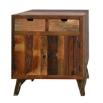 The Urban Port Handcrafted Wooden Storage Cabinet with door and 3 Open Shelves , Distressed Brown