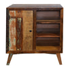 The Urban Port 2 Drawer Wooden Wine Bar Cabinet with Multiple Wine Bottle Slots, Rustic Brown