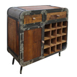 The Urban Port Rustic Style 4 drawer and 2 Door TV Media Console Cabinet with Tubular Metal Legs, Brown and Gray