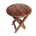 The Urban Port UPT-209569 Round Plank Style Portable Mango Wooden Picnic Table with Criss Cross Base, Small, Brown