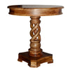 The Urban Port Round Mango Wood Table with Twisted Pedestal Base and Molded Top, Walnut Brown