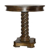 The Urban Port Round Mango Wood Table with Twisted Pedestal Base and Molded Top, Dark Brown