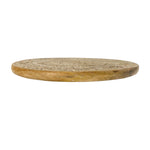 The Urban Port Round Mango Wood Decorative Carved Turntable Lazy Susan with Filigree Engraving, Brown