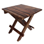 The Urban Port UPT-214889 Plank Style Square Portable Mango Wood Picnic Chair with Cross Legs, Rustic Brown