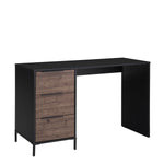 The Urban Port Wooden Home Office Desk with 3 drawers and Open Leg Room, Black and Brown