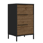 The Urban Port Wood and Metal Office Accent Storage Cabinet with 3 Drawers, Black and Brown