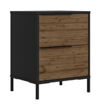 The Urban Port Wood and Metal Office Accent Storage Cabinet with 2 Drawers, Black and Brown