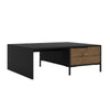 The Urban Port Wood and Metal Rectangular Accent Coffee Table with Drawer, Brown and Black