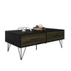 The Urban Port 2 Removable Drawer Wooden Coffee Table With Hairpin Legs, Black and Brown