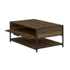 The Urban Port Wood and Metal Rectangular Coffee Table with Drawer and  Shelf, Brown and Black